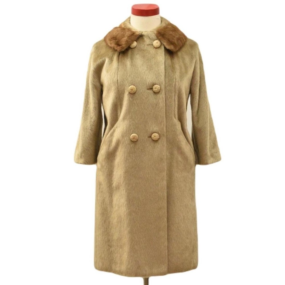 50S Boxy Coat Brozatta Fur Double Breasted Women's Size L Bracelet Sleeve Coats